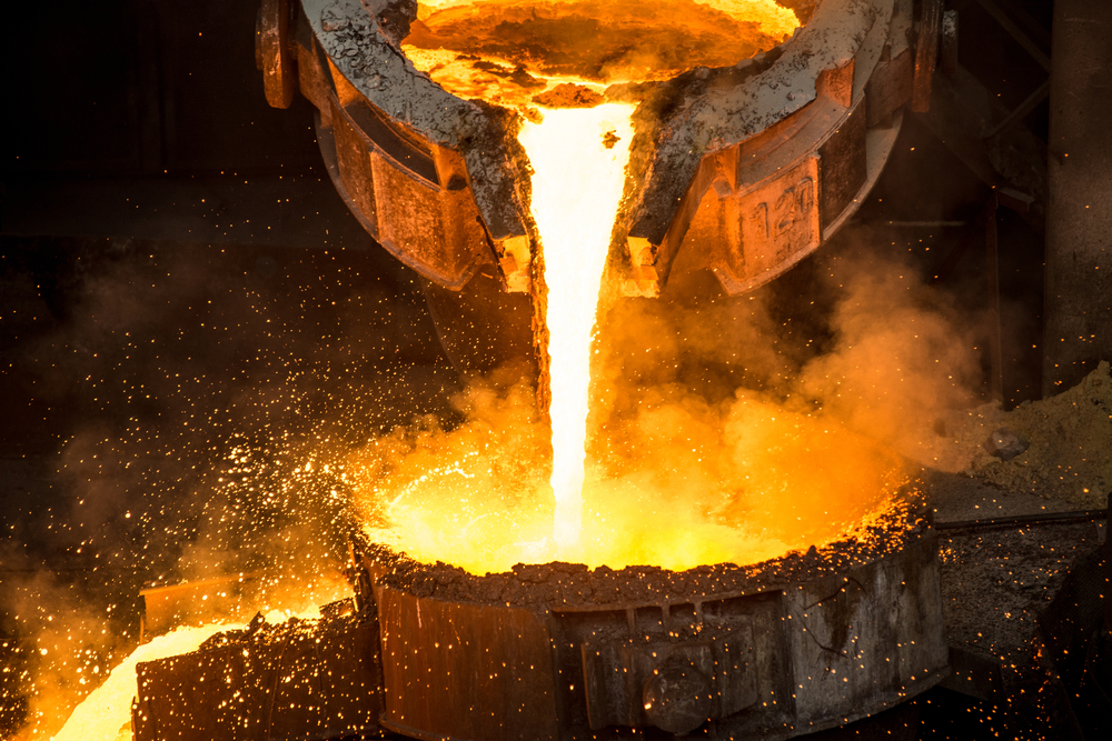 Steel being poured during production