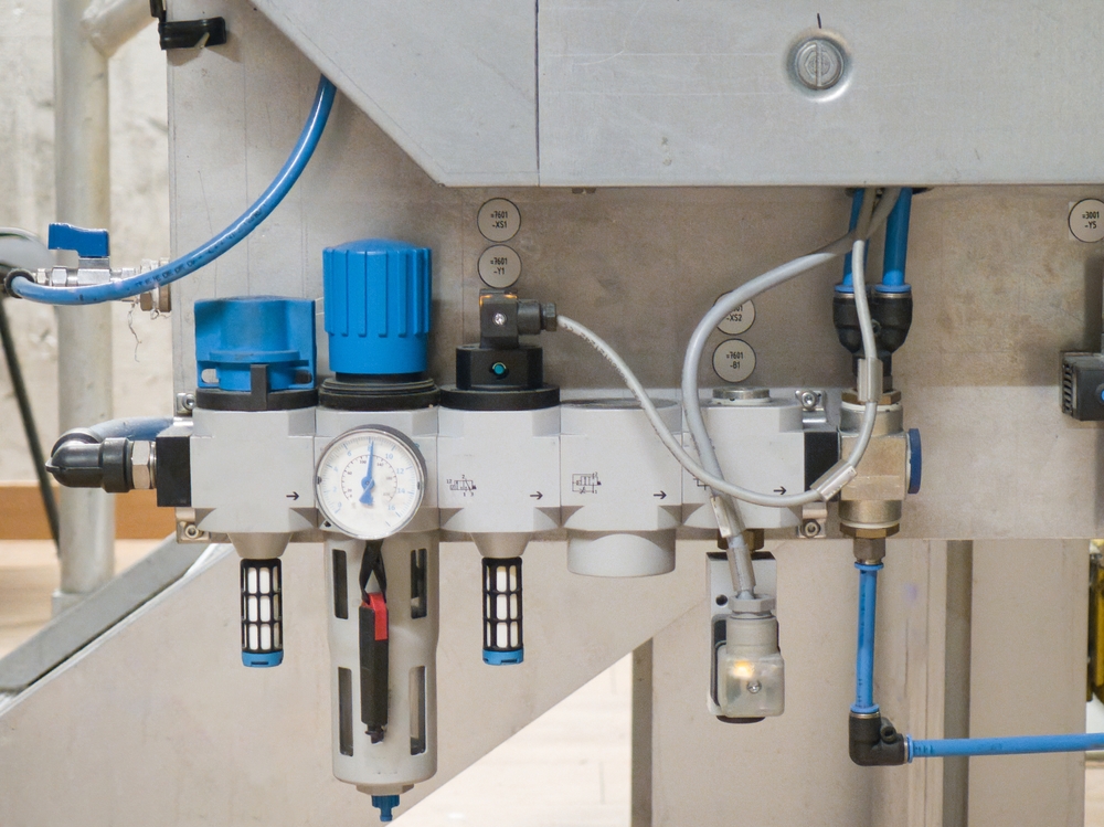 industrial pneumatic system with pressure gauge